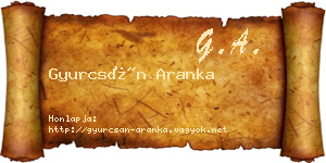 Gyurcsán Aranka névjegykártya